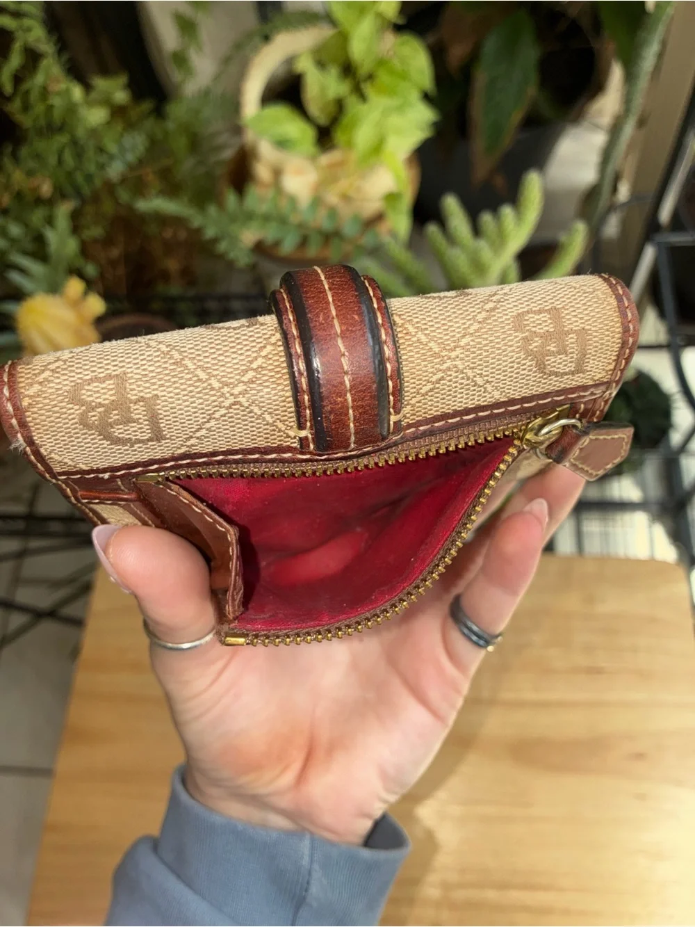 Vintage Dooney & Bourke Signature Monogram Trifold Wallet